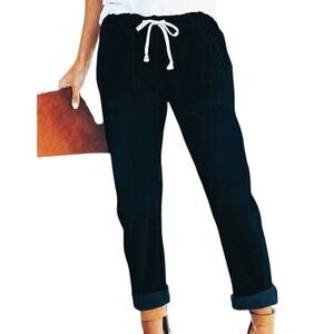 NWT ~ Women's Plus Size Denim Blue Jeans Elastic Drawstring Waist ~ Size 1X